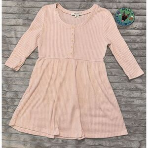 ADAM LEVINE Women's XS X-Small Pink Ribbed Baby Doll Henley Empire Waist Top Y2K